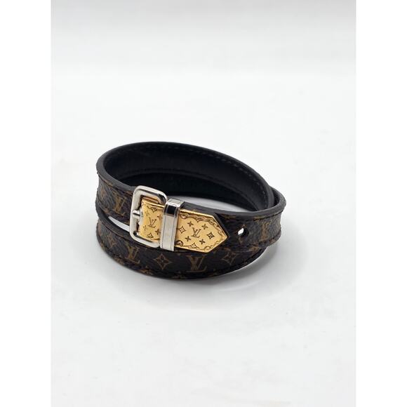 Louis Vuitton Brown 'Fasten Your LV' Monogram Wrap Bracelet - Picture 3 of 16